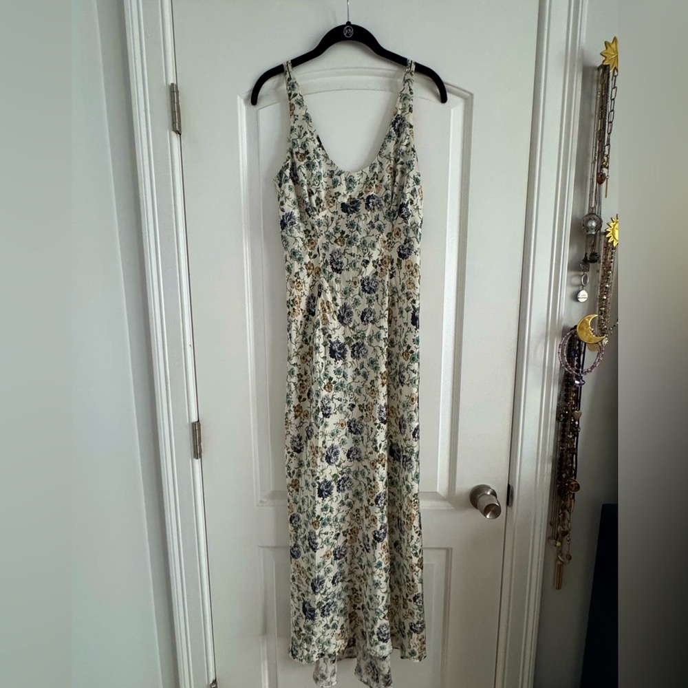 Empire waist silky floral maxi dress